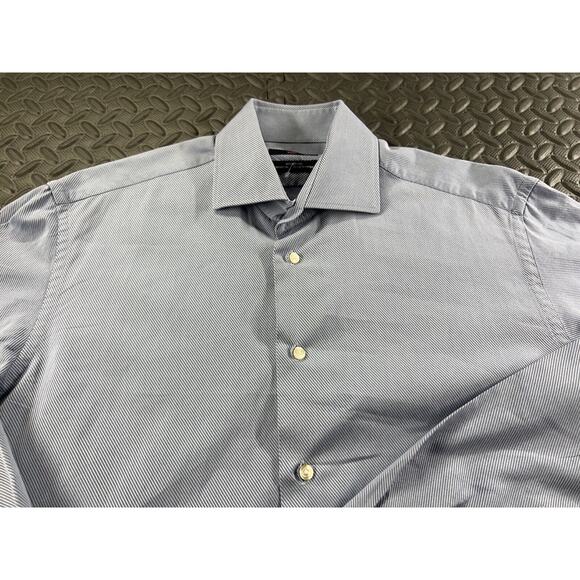 Zara Shirt Adult Size 16 Large Blue Button Up Long Sleeve Dress Casual Men's - Picture 8 of 14